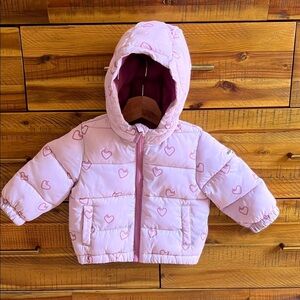 Miles The Label Pink Heart Patterned Puffer Jacket